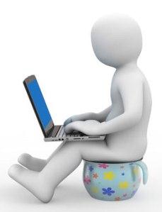 3D man on laptop, filing income tax return online