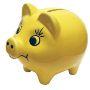 Yellow cute piggy bank 3D in white background
