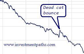 Chart of dead cat bounce in stock market